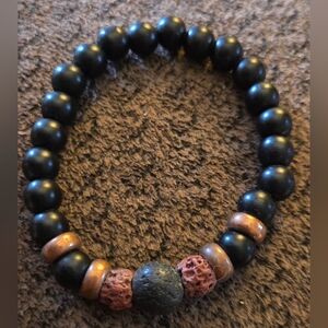 Men's Black Onyx Stretch Bracelet with Laca Beads